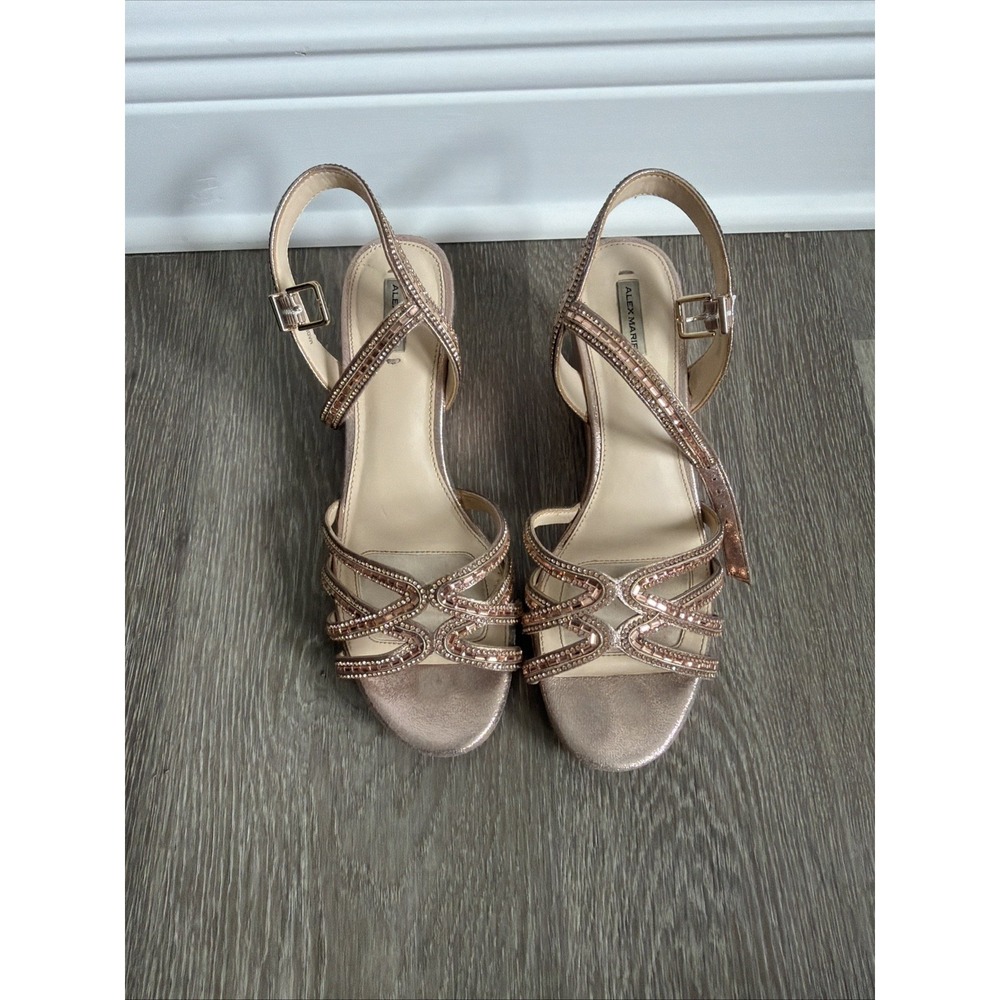 Alex Marie Gold Shimmer Wedges Heels Party Sandals Women's Size 8M